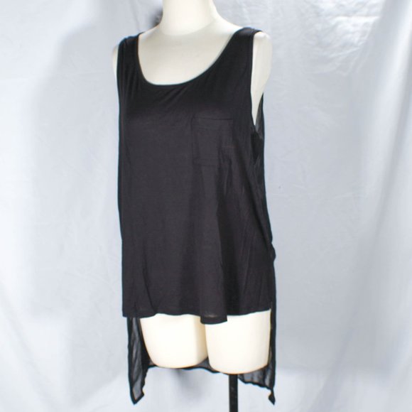 NWT Forever 21 Black High Low Chiffon Back Pocket Tank Edgy Street Style… - Picture 3 of 6